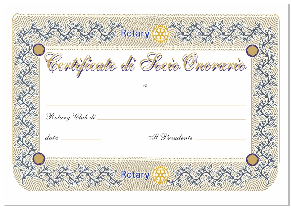Certificato Socio onorario