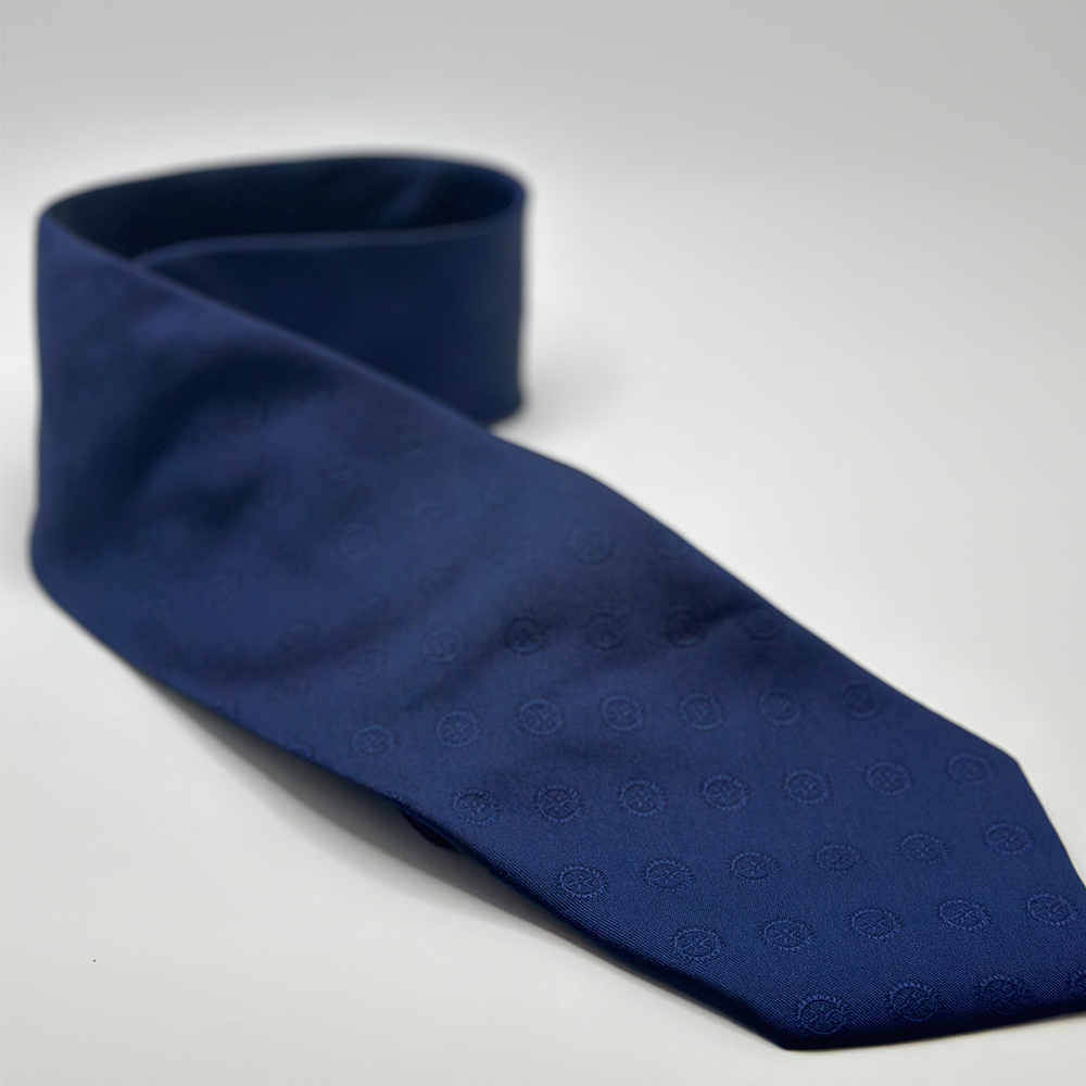 Cravatta in poliestere blu con loghi Rotary in trasparenza