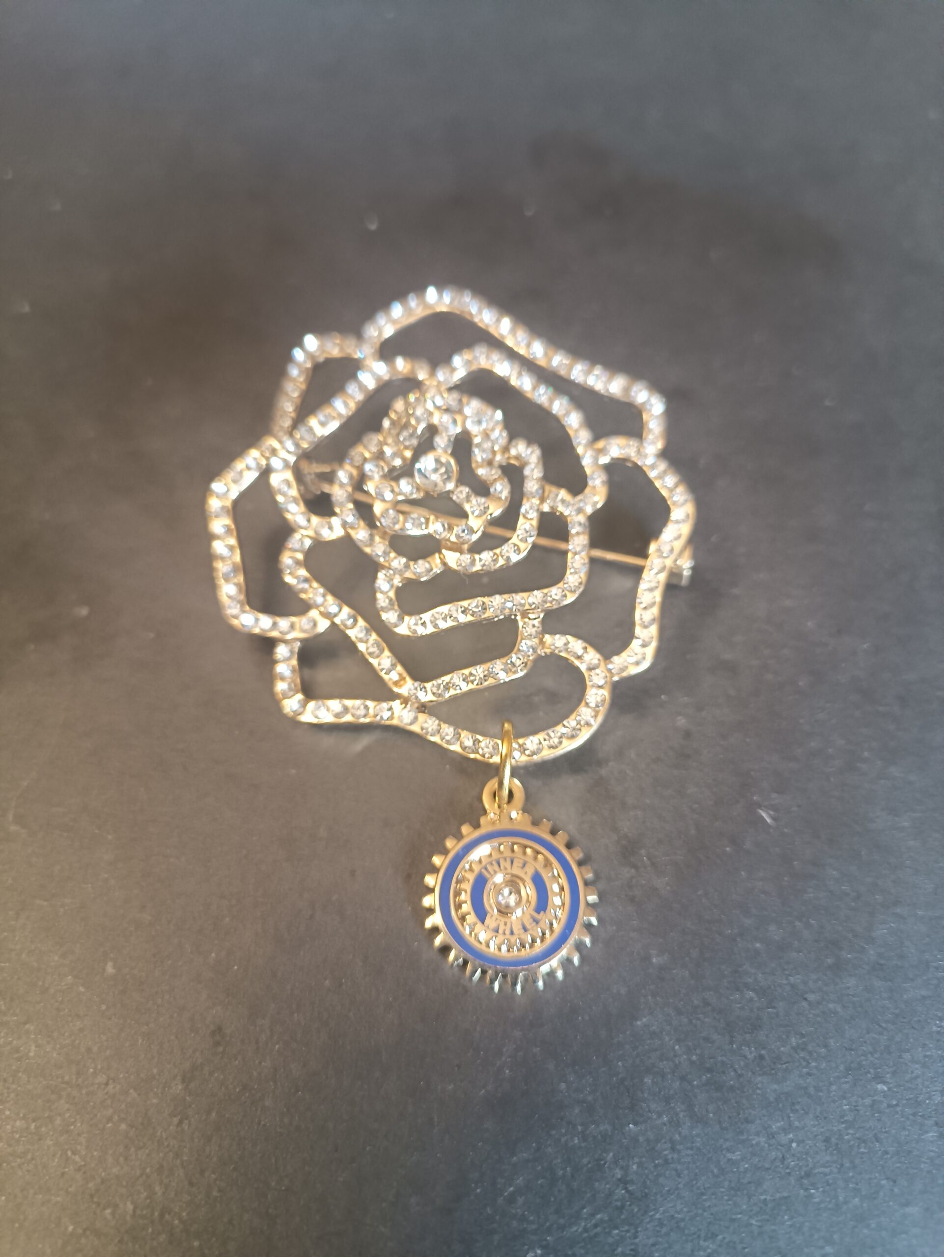 SPILLA  ROSA GRANDE A STRASSINI DORATI