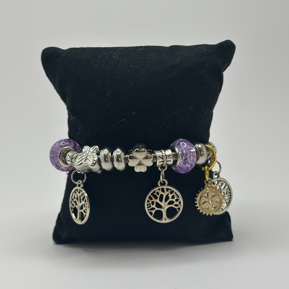 bracciale a elastico con ciondoli vari e alberi della vita possibili vari colori